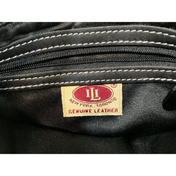 Ili New York Crossbody Bag Purse Genuine Leather Soft Black 3 Compartment 10x7 - Picture 6 of 6